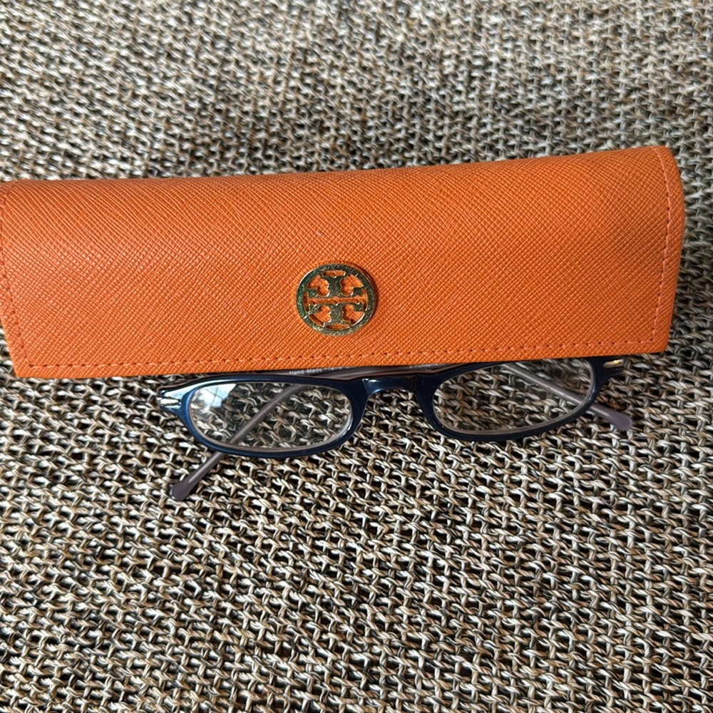 Tory Burch reading eyeglass case with gold logo